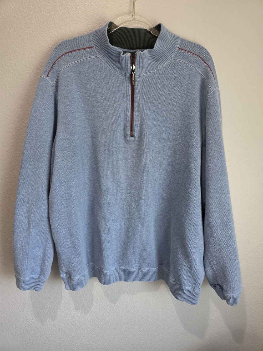 Tommy Bahama Men's Reversible Dusty Blue/Green Quarter-Zip Sweater XL